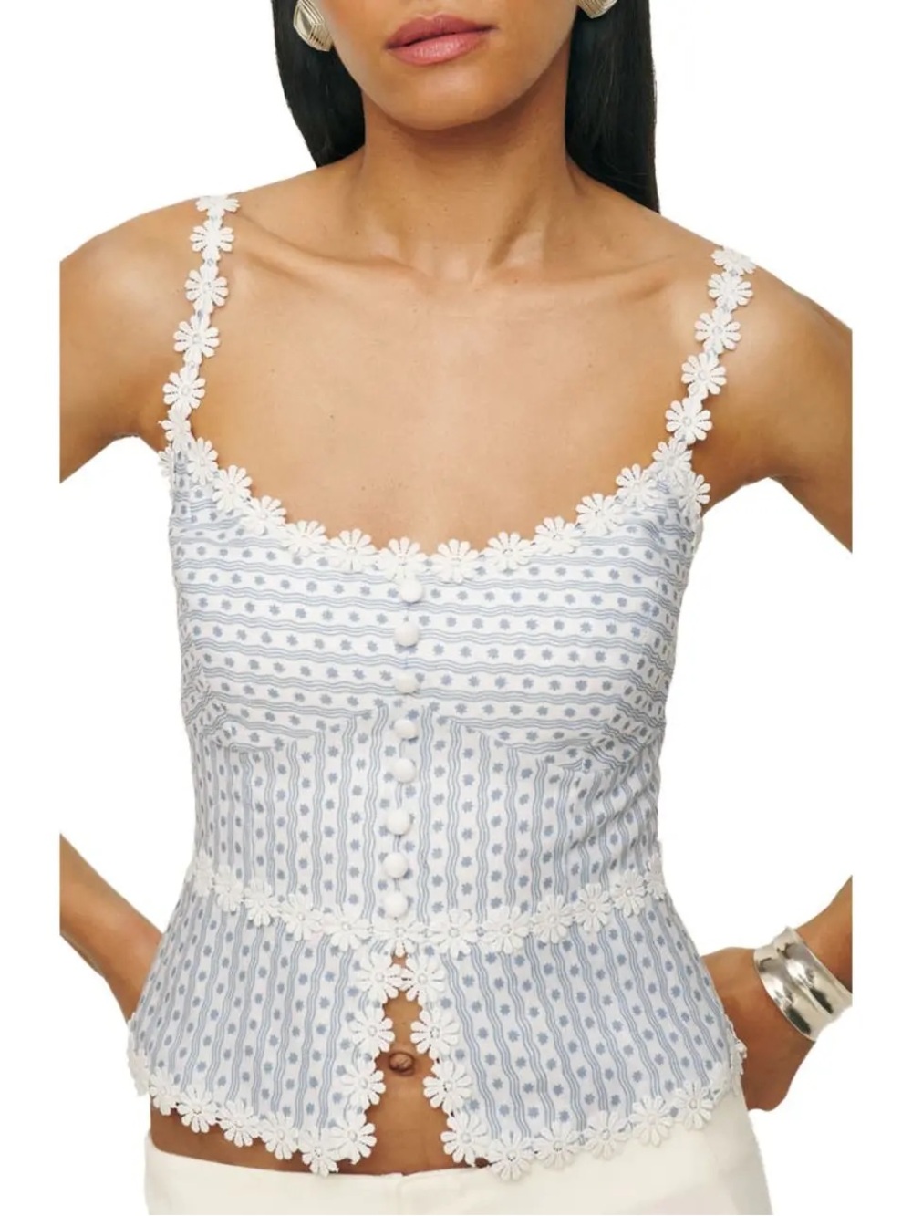 Reformation Minna Button Front Linen Camisole in Cindy Size 6
